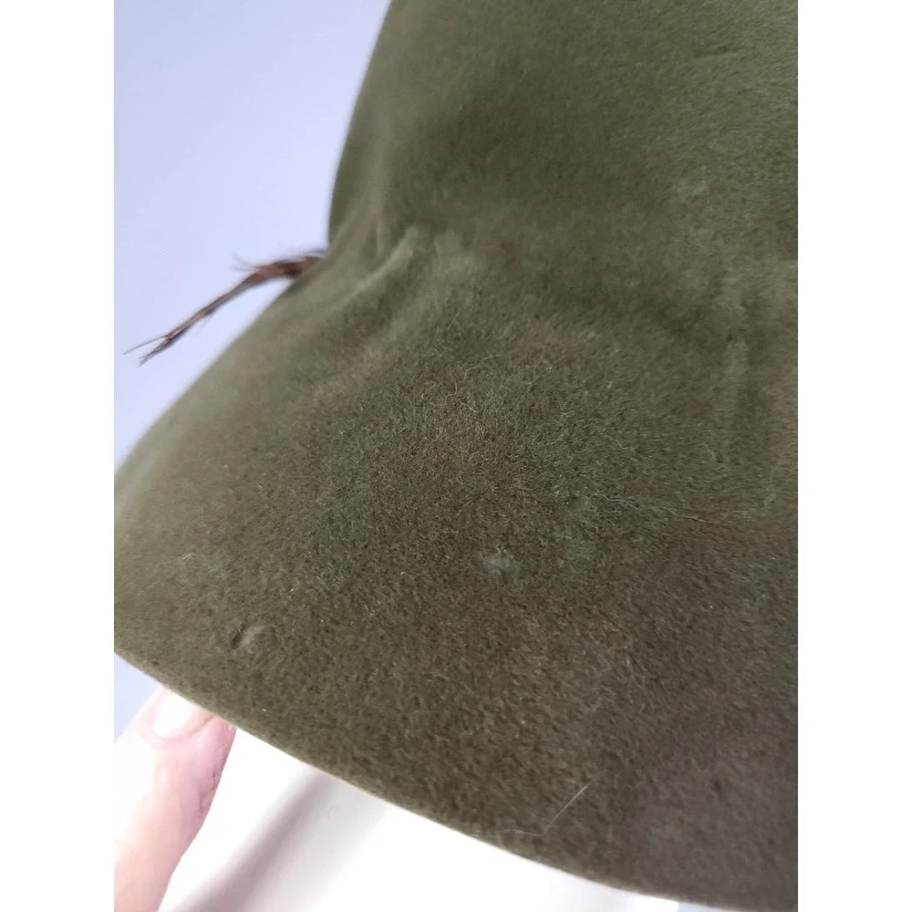 60s Vintage Pheasant feather Bucket Hat‎ ribbon Made In France Wool Felt